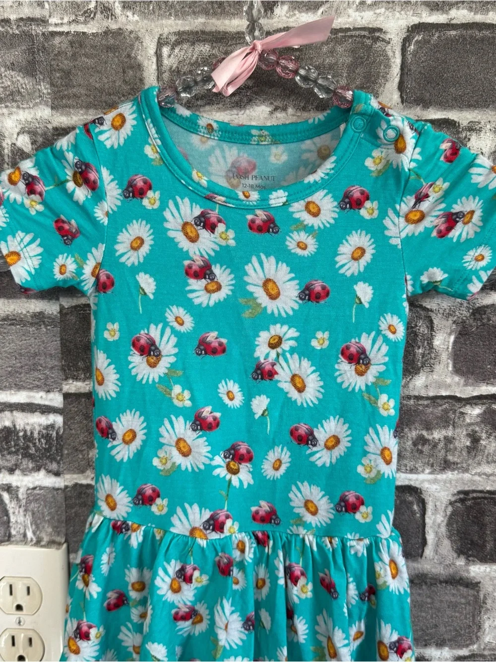 Posh Peanut Short Sleeve Basic Twirl Skirt Bodysuit Ladybug dress